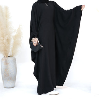 1719#New Waisted Batwing Sleeve Abaya Crepe Muslim Dress Prayer Butterfly Abaya