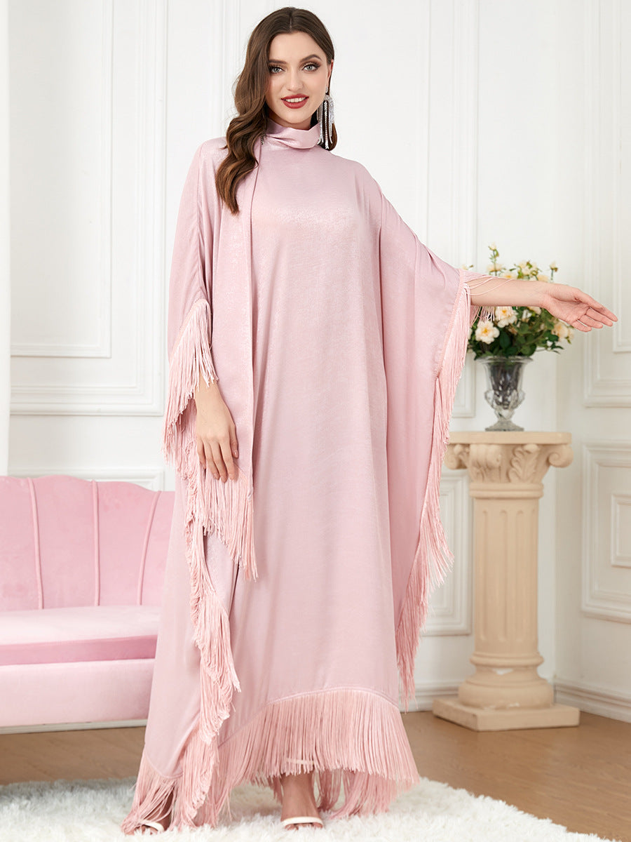 3297#Latest feathers batwing sleeve wholesale muslim women dresses