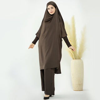 1572#Ladies Ramadan Islamic Clothing Top and Pants Abaya Set