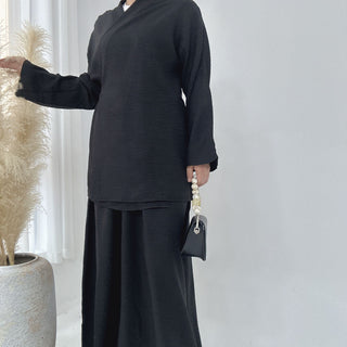 1807#  Manufacturer Islamic Clothing Top and Skirt 2 Piece Abaya Set Polyester Muslim Women Dress