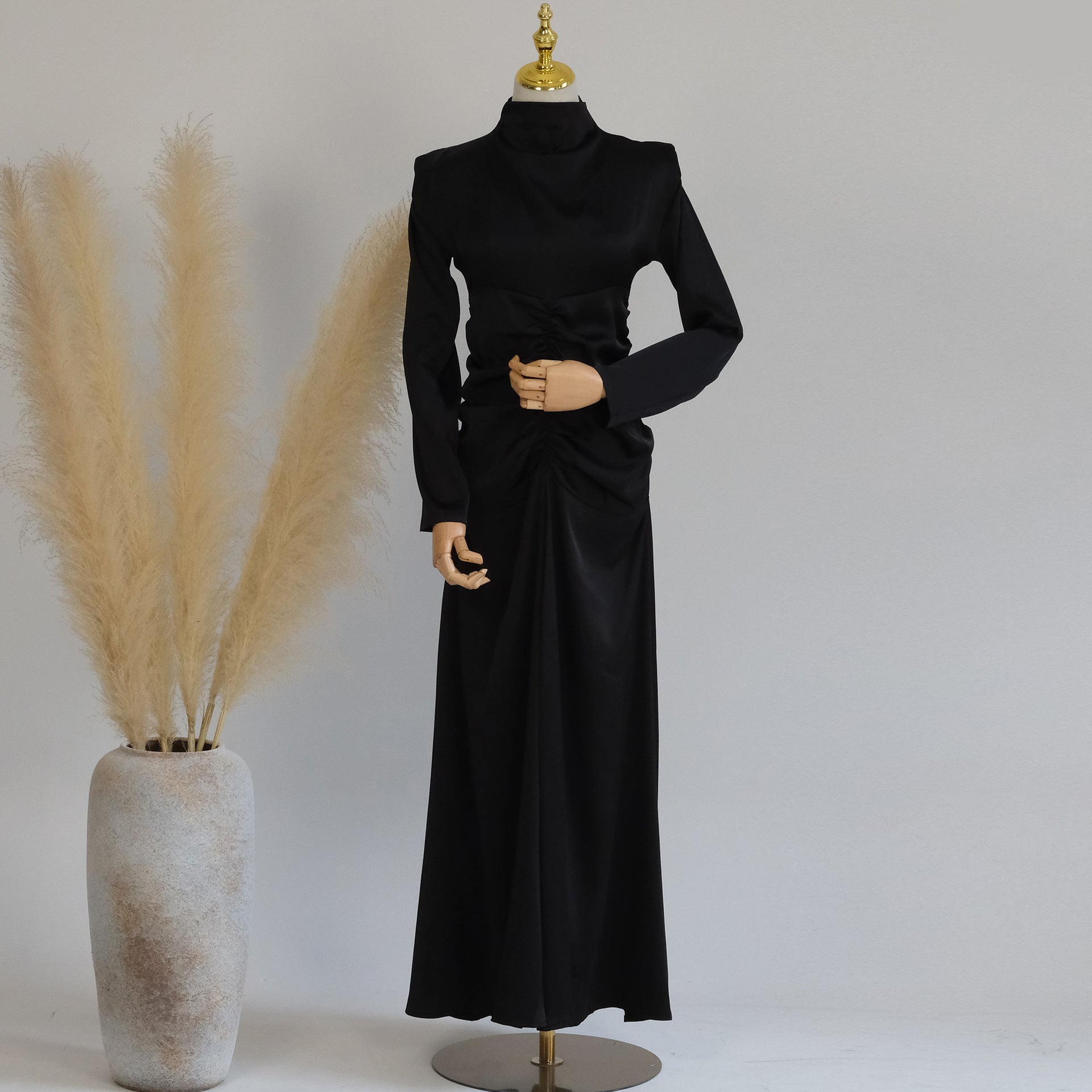 1598#Wholesale Modest Satin Dresses Stylish Muslim Women Dress Latest Abaya