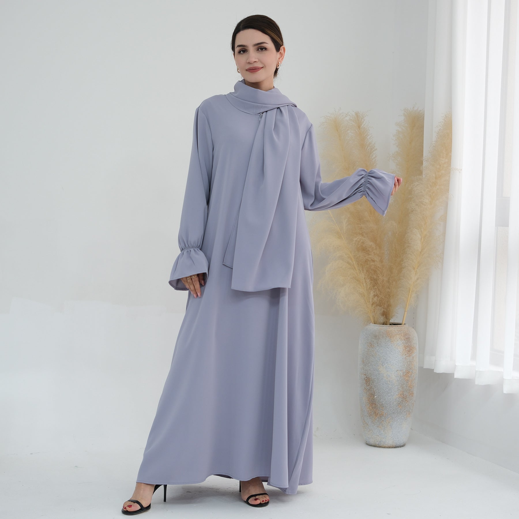 1714#Nida Ruffle Style One Piece Jilbab Abaya Women muslim dress