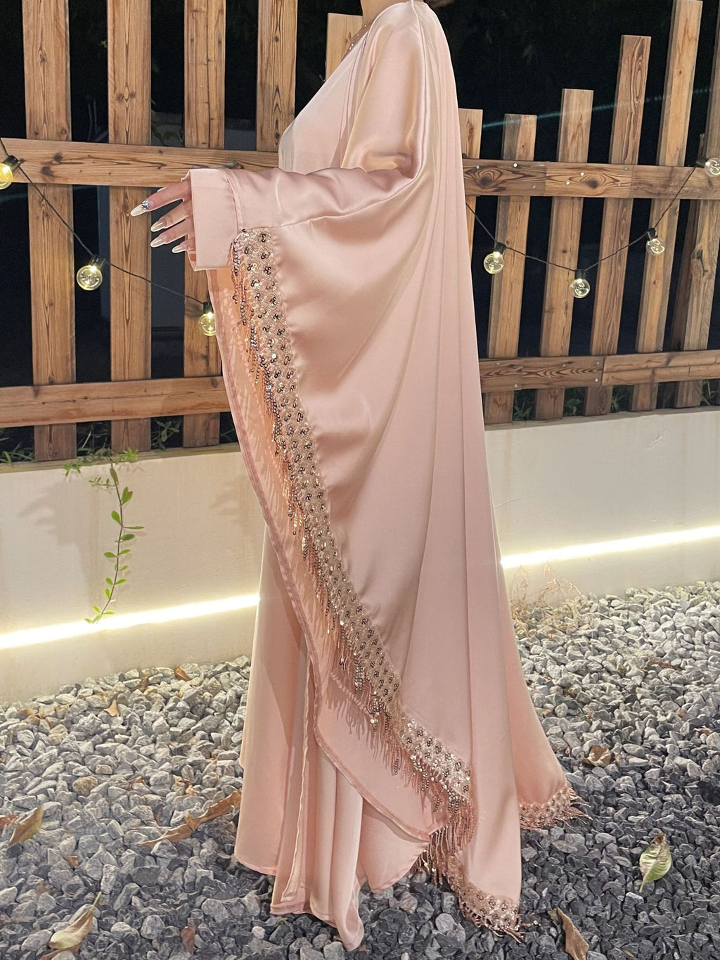 1037#Luxury Abaya Manufacturer Islamic Clothing Cardigan Abaya and Inner Dress Set With Diamond Chain