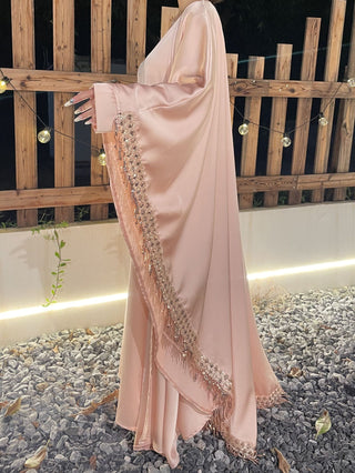 1037#Luxury Abaya Manufacturer Islamic Clothing Cardigan Abaya and Inner Dress Set With Diamond Chain