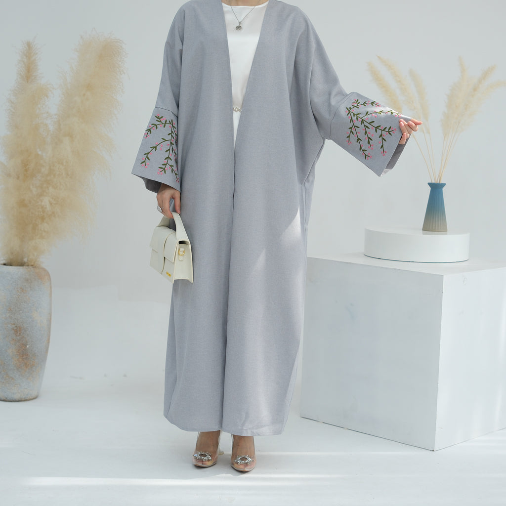 1790#2024 EID Ramadan Floral Embroidery Abaya Modest Clothing Dubai Abaya