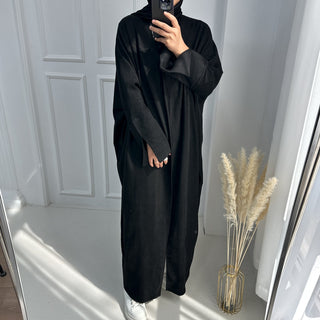 1670#New Autumn Soft Velvet Muslim Winter Kaftan Abaya Dubai Women Open Abaya Modest Dress 的副本