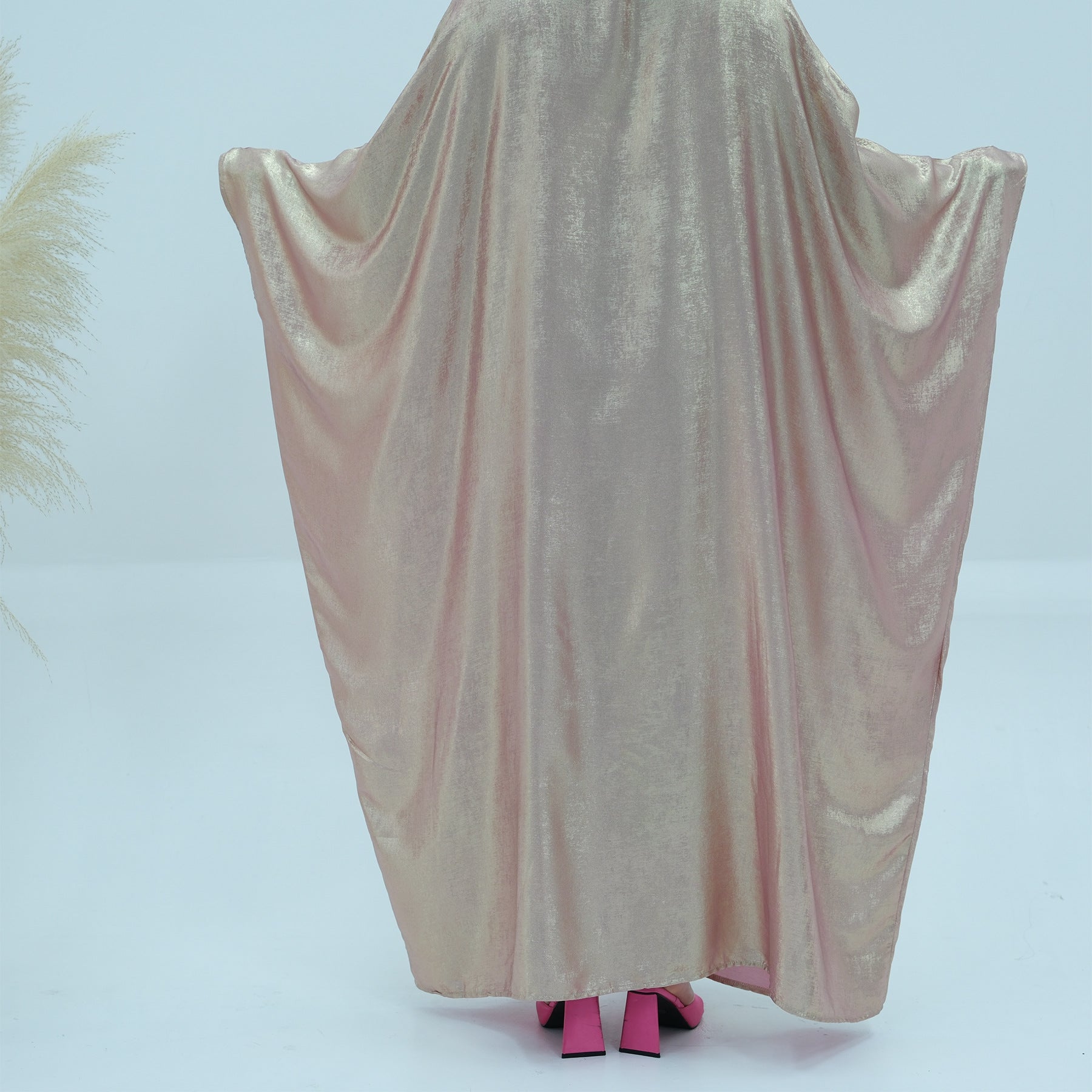 1778#2024 Women's Dresses Elegant Shiny Polyester Kaftan Abaya Batwing Muslim Dress