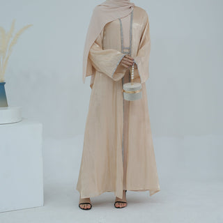 1699#2024 New Abaya Set Shinny Polyester Glitter Dubai Abaya Modest Kimono 的副本