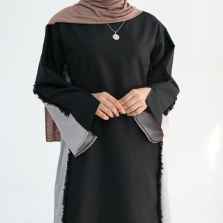 1897#Linen Abaya with Tassels Fashion Abaya Femmes Robe Musulmane Women Islamic Clothing