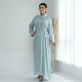 1690#Modest Abaya Women's Dresses Shiny Party Wear Abaya Women Muslim Dress With Lining