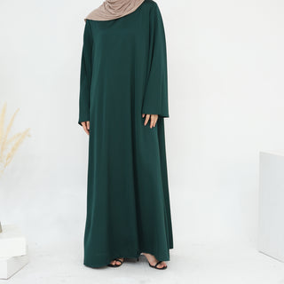 1860# Plain Silk Abaya Muslim Women Dress Islamic Clothing Modest Dresses with Adjustable Belt