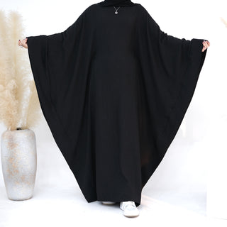 1719#New Waisted Batwing Sleeve Abaya Crepe Muslim Dress Prayer Butterfly Abaya