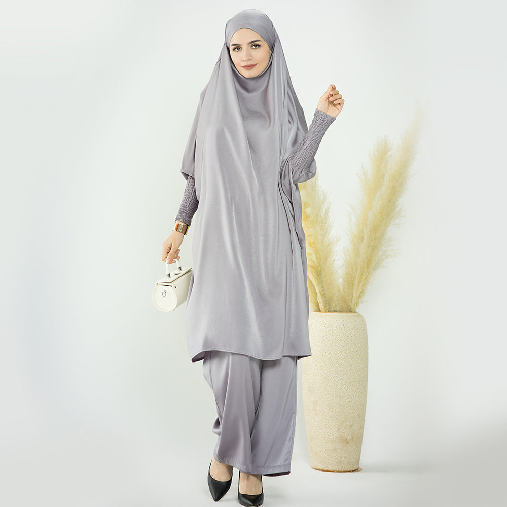 1572#Ladies Ramadan Islamic Clothing Top and Pants Abaya Set