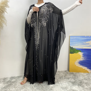 6741# Luxury diamond rhinestone muslim women's Eid Ramadan chiffon Abaya