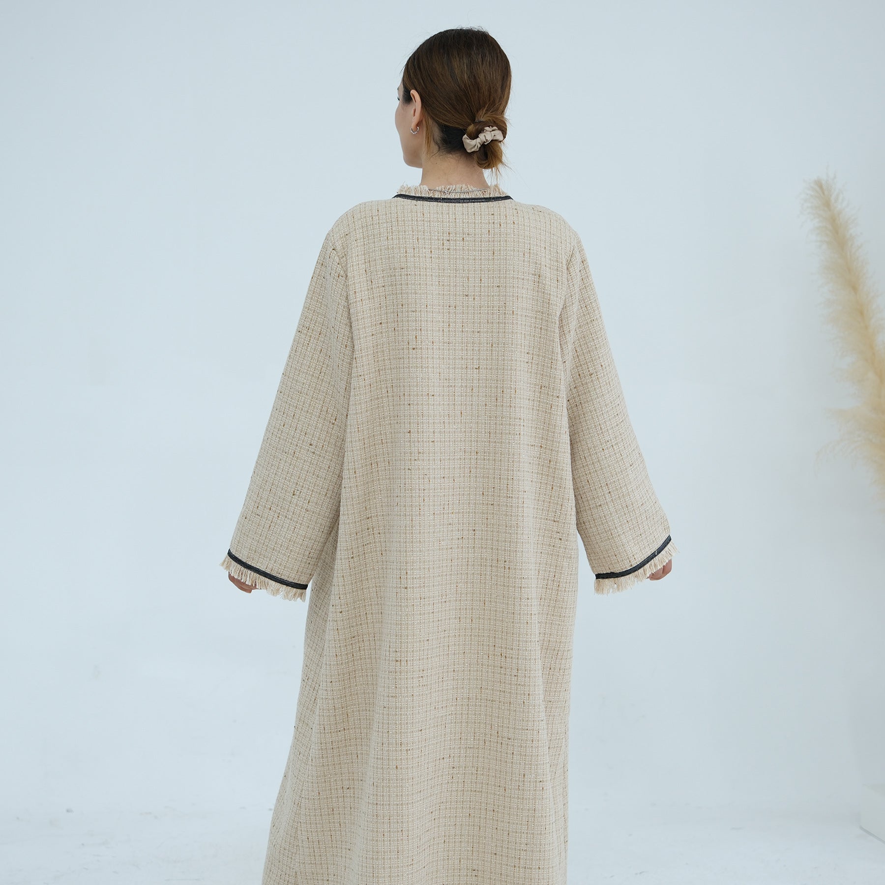 1879#Winter Thick Warm Modest Abaya Coat Dubai Custom Cardigan Kimono Tweed Abaya