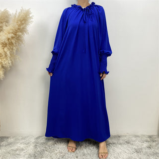 6764# Simple muslim women a-line dress abaya with adjustable neck 6 colors