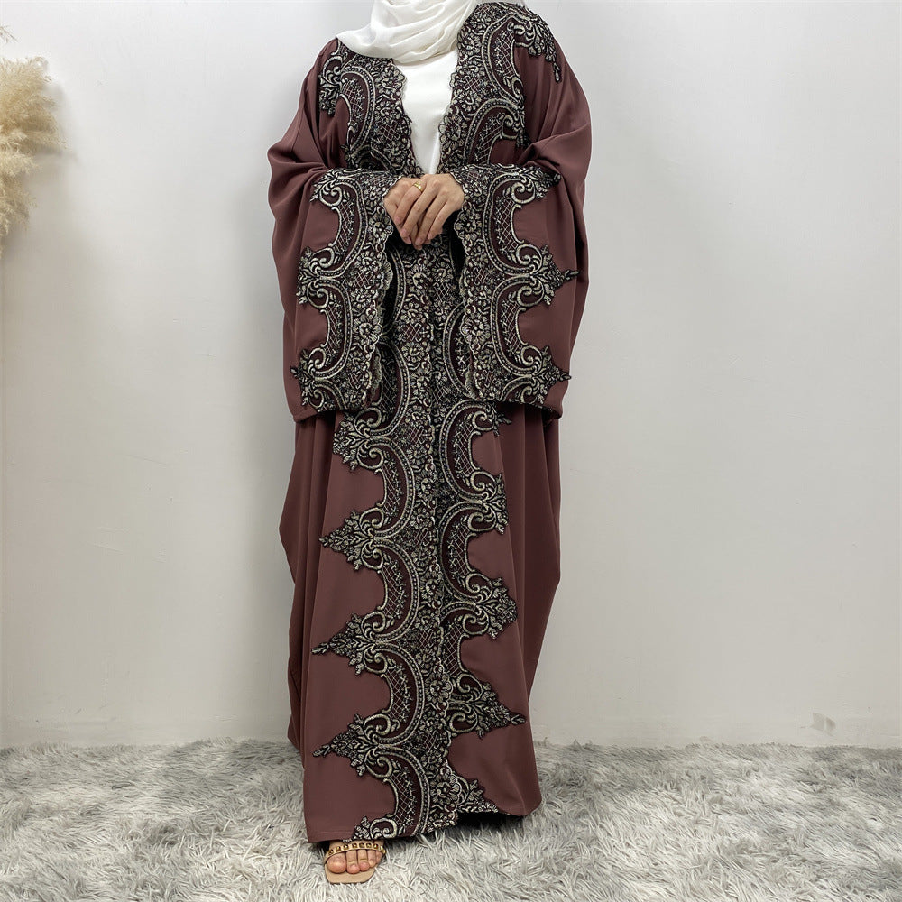 1417# Latest Ramadan Abaya For Women Muslim Fashion Luxury Silver Sequin Abaya