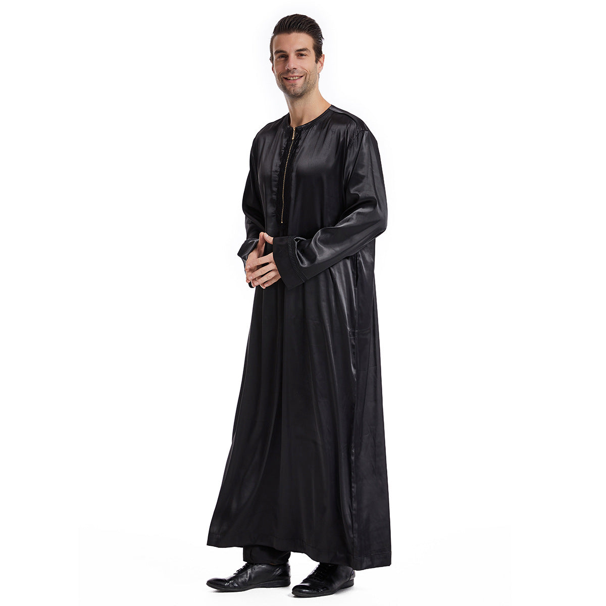 TH831#Abaya Muslim Clothing Long Sleeves Islamic High Quality Men's Robe