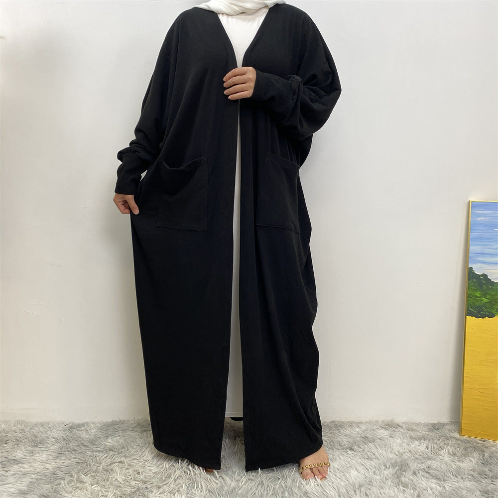 1997#New Fashion Cotton Autumn Winter Coat Cotton Side Pockets Open Abaya