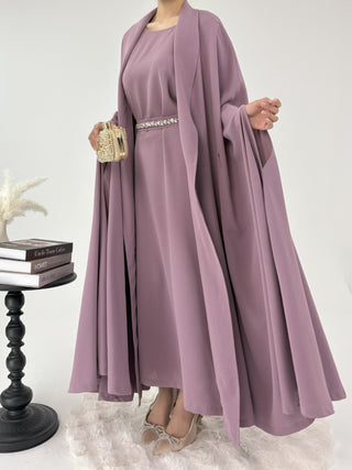 1020#2pcs Abaya Women Muslim Dress Set  Ramadan Islamic Clothing Kaftan