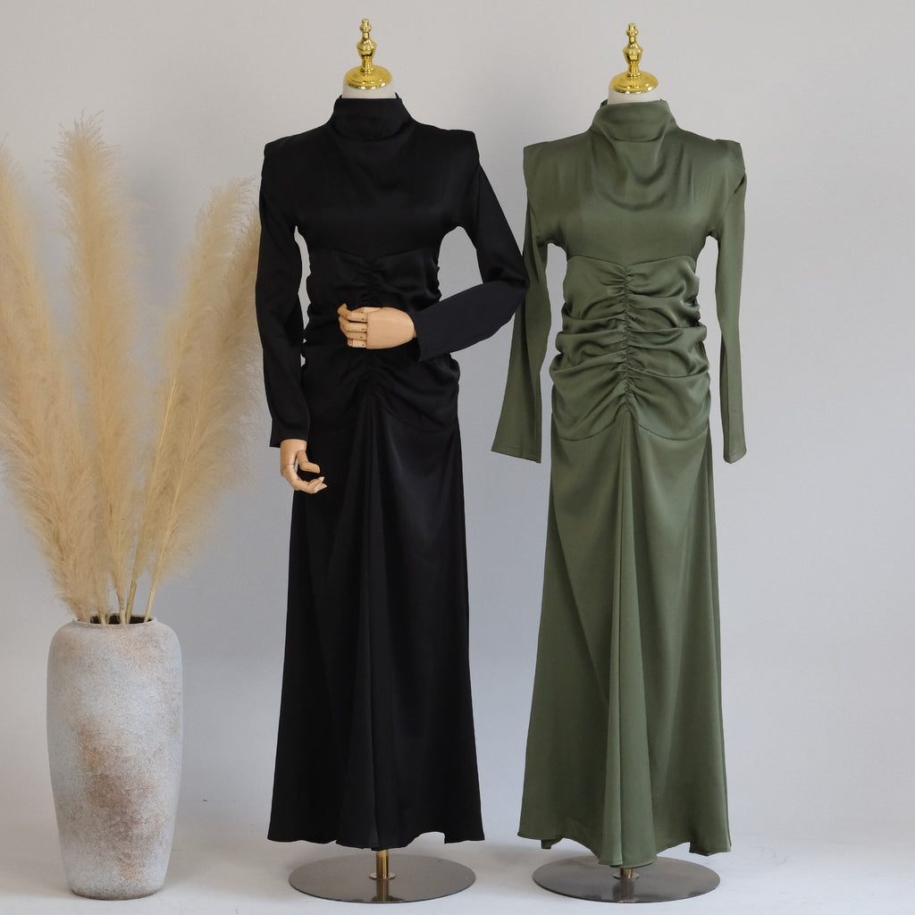 1598#Wholesale Modest Satin Dresses Stylish Muslim Women Dress Latest Abaya