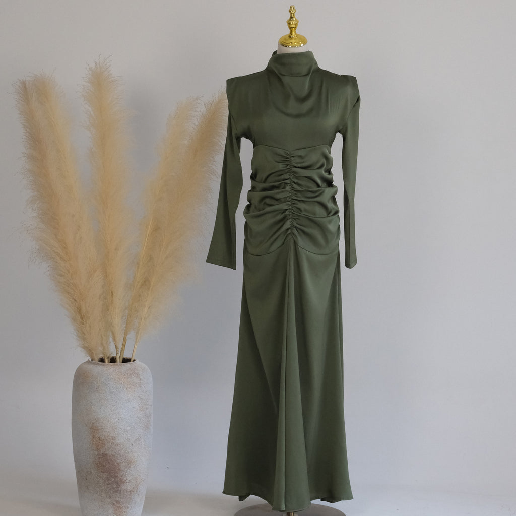 1598#Wholesale Modest Satin Dresses Stylish Muslim Women Dress Latest Abaya