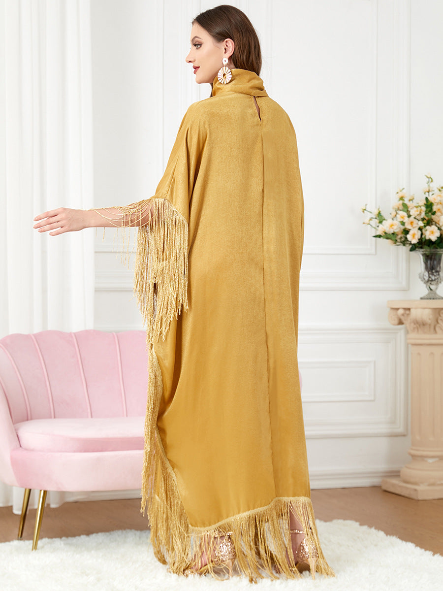 3297#Latest feathers batwing sleeve wholesale muslim women dresses