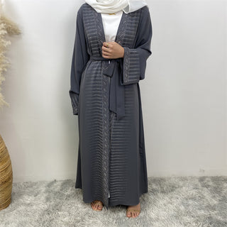 1421#High Quality Rhinestone Cardigan Middle East Dubai Female Diamond Abaya