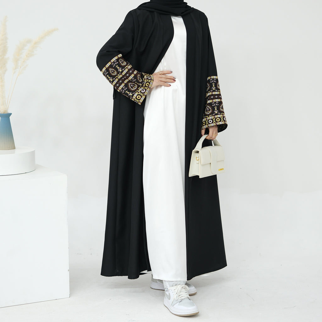 1753#Women Muslim Dress Femmes Robe Musulmane Islamic Clothing Linen Kimono Abaya