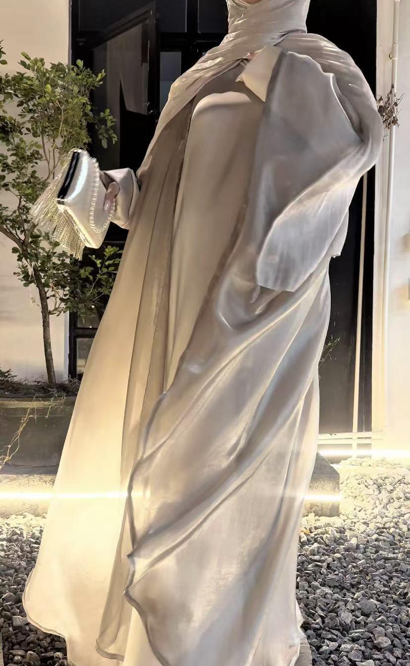 1022#2pcs Abaya Women Muslim Dress Set  Ramadan Islamic Clothing Kaftan