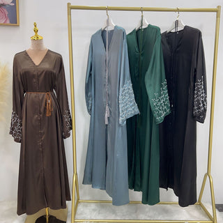 1612#Dubai Abaya Luxury Abaya with Handmade Beads Women Muslim Dress