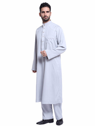 TH805#2 pcs Arab Muslim Wear calf Length Muslim Clothes Jubba Men's Thobe