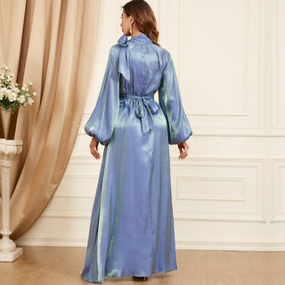 3349# 2023 New Fashion High Quality Satin Muslim Maxi Dress