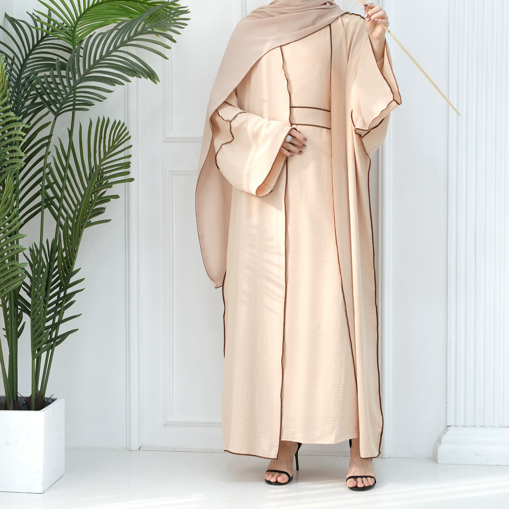 1693#2024 New Modest Wrinkle Polyester EID With Hijab Islamic Clothing Abaya