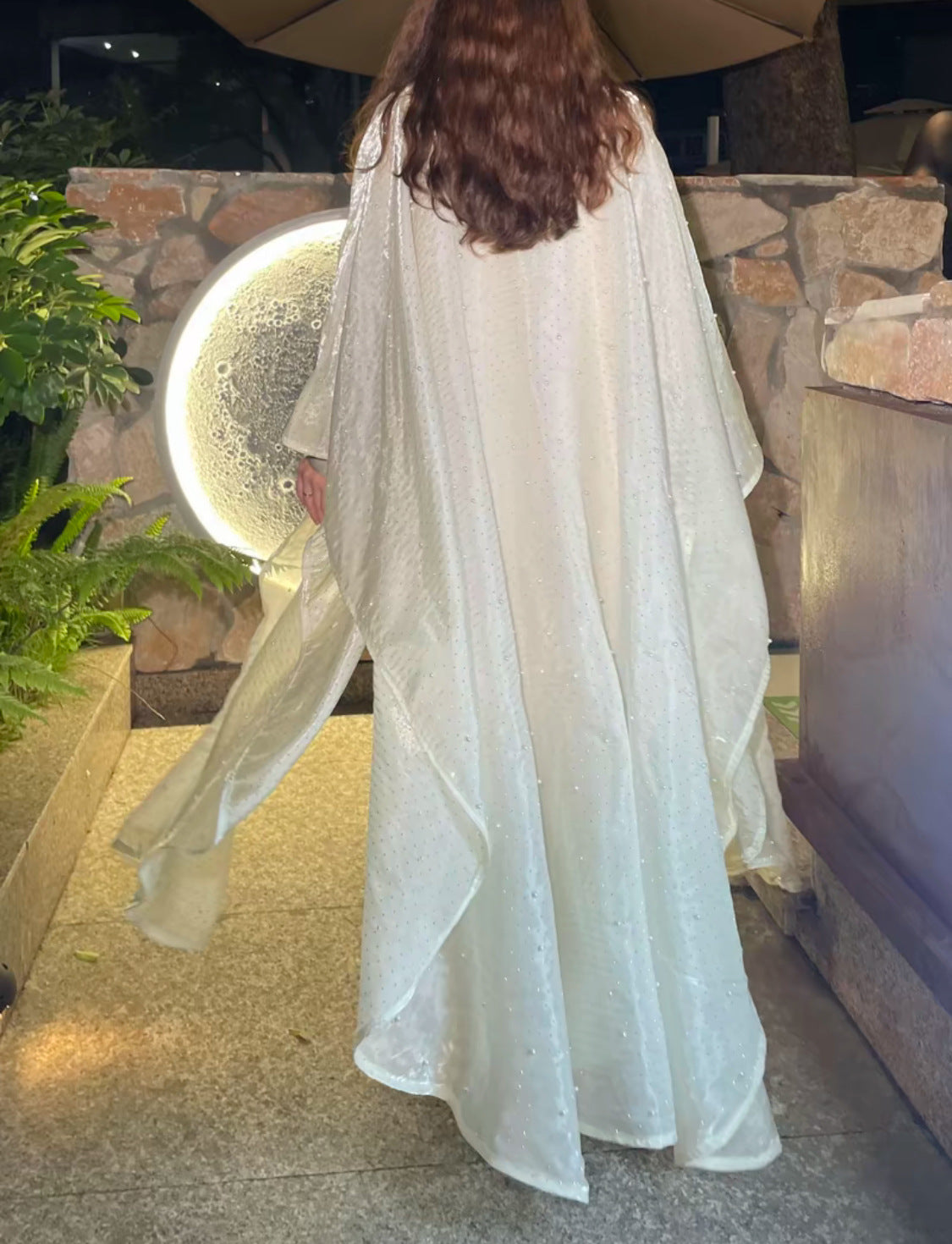 1021#2pcs Abaya Women Muslim Dress Set  Ramadan Islamic Clothing Kaftan with pearls