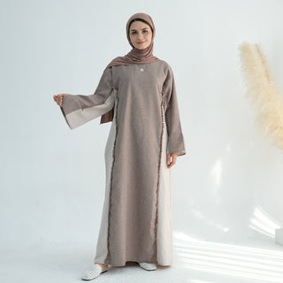 1897#Linen Abaya with Tassels Fashion Abaya Femmes Robe Musulmane Women Islamic Clothing