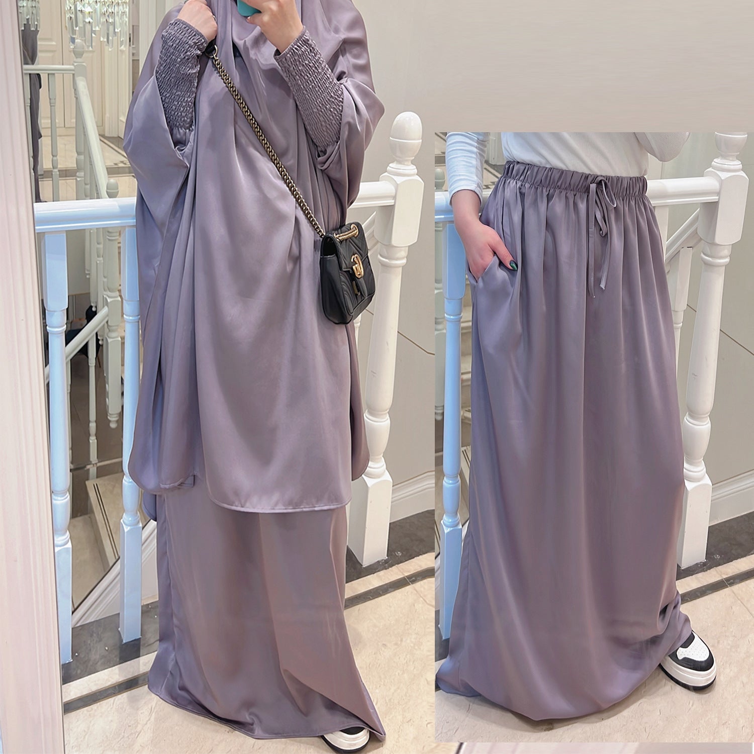 1618#Islamic Clothing 2pcs Prayer Abaya For Muslim Women