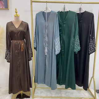 1612#Dubai Abaya Luxury Abaya with Handmade Beads Women Muslim Dress