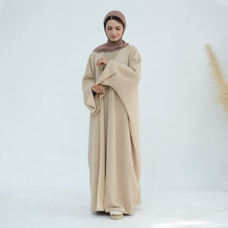 1911#Thick Knitted Winter Fall Cardigan Open Abaya Dress islamic Clothing Plus Size Abaya