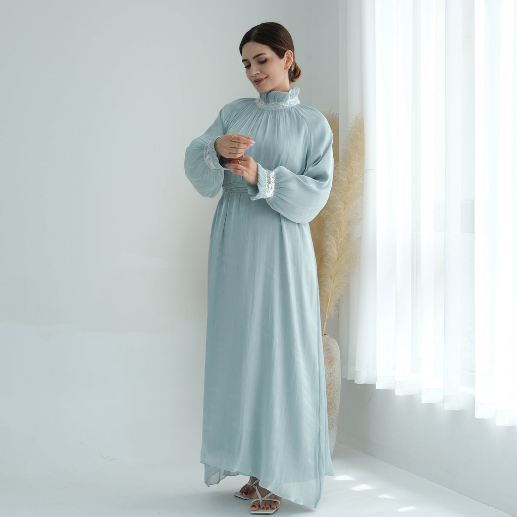 1690#2025 Modest Abaya Women's Dresses Shiny Party Wear Abaya Women Muslim Dress With Lining