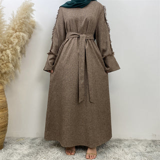 6804#Latest Dress for Women Linen Material Dubai Middle East Fashion Long Sleeve Dress Latest Dress for Women Linen Material Dubai Middle East Fashion Long Sleeve Dress