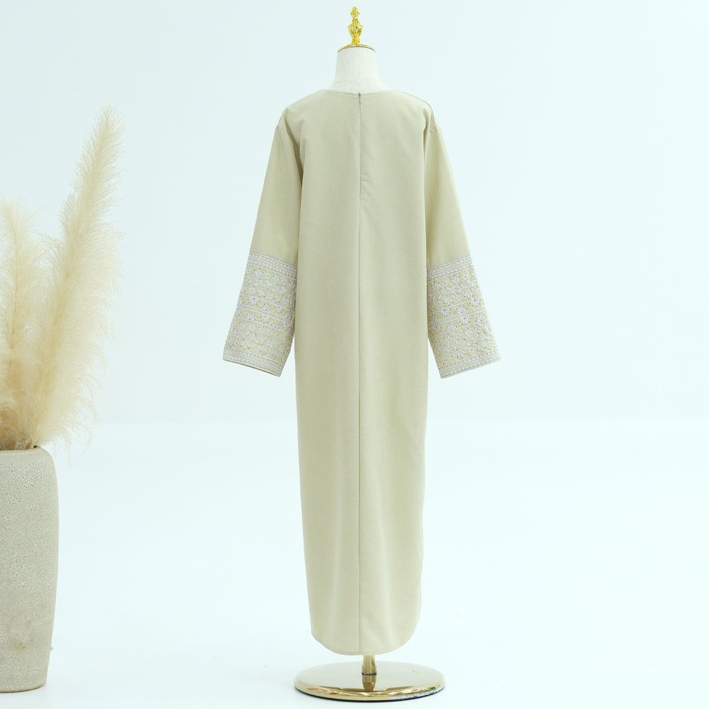 1735#New Linen Embroidery Closed Abaya Wholesale Hot Sale Islamic Modest Clothing