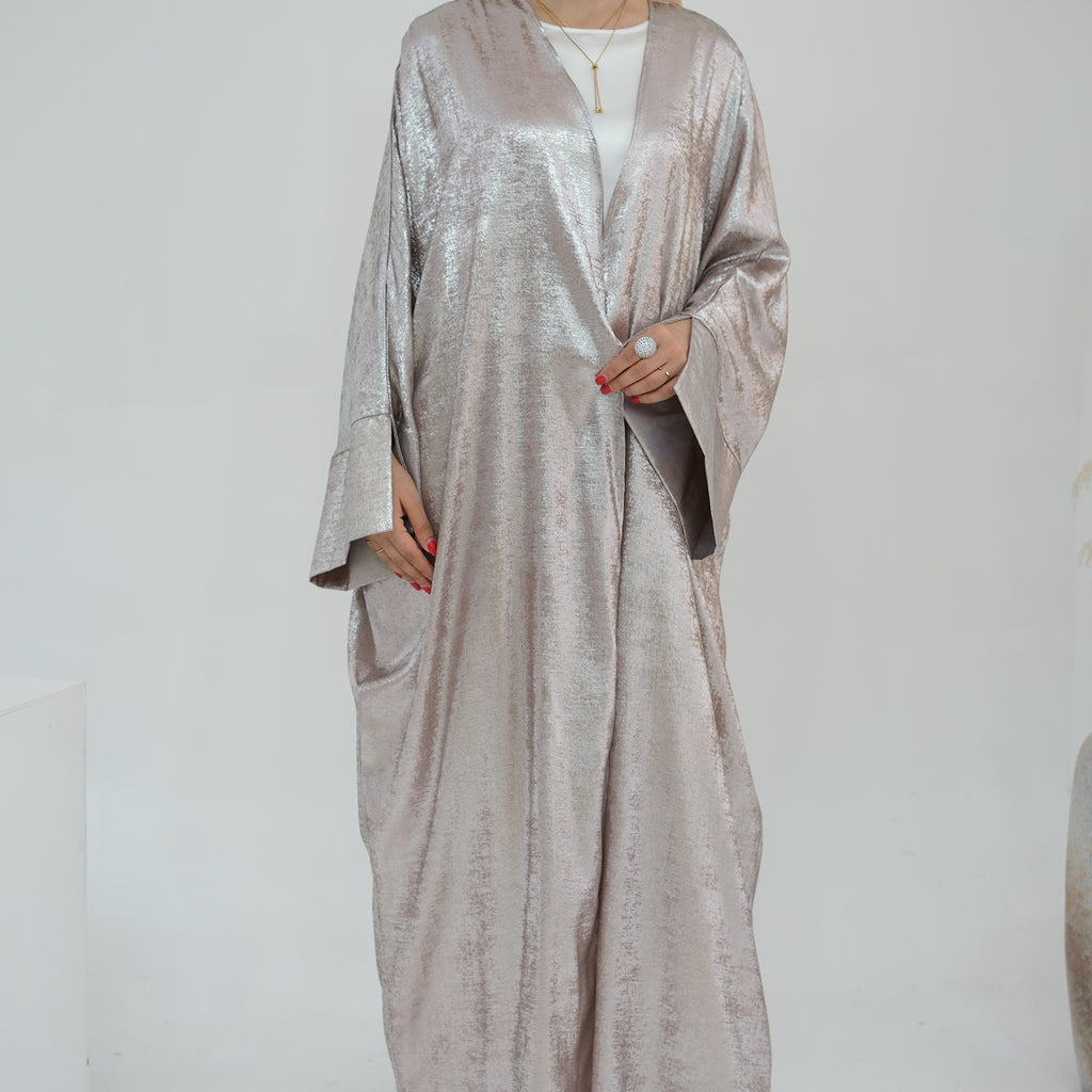 1795#New Fashion Cardigan Abaya Shinny Polyester Modest Front Open Abaya