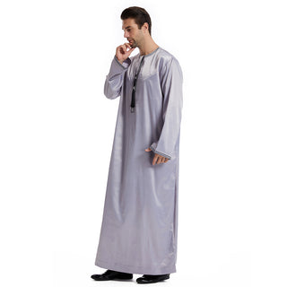 TH833#Abaya Muslim Clothing Long Sleeves Islamic High Quality Men's Robe