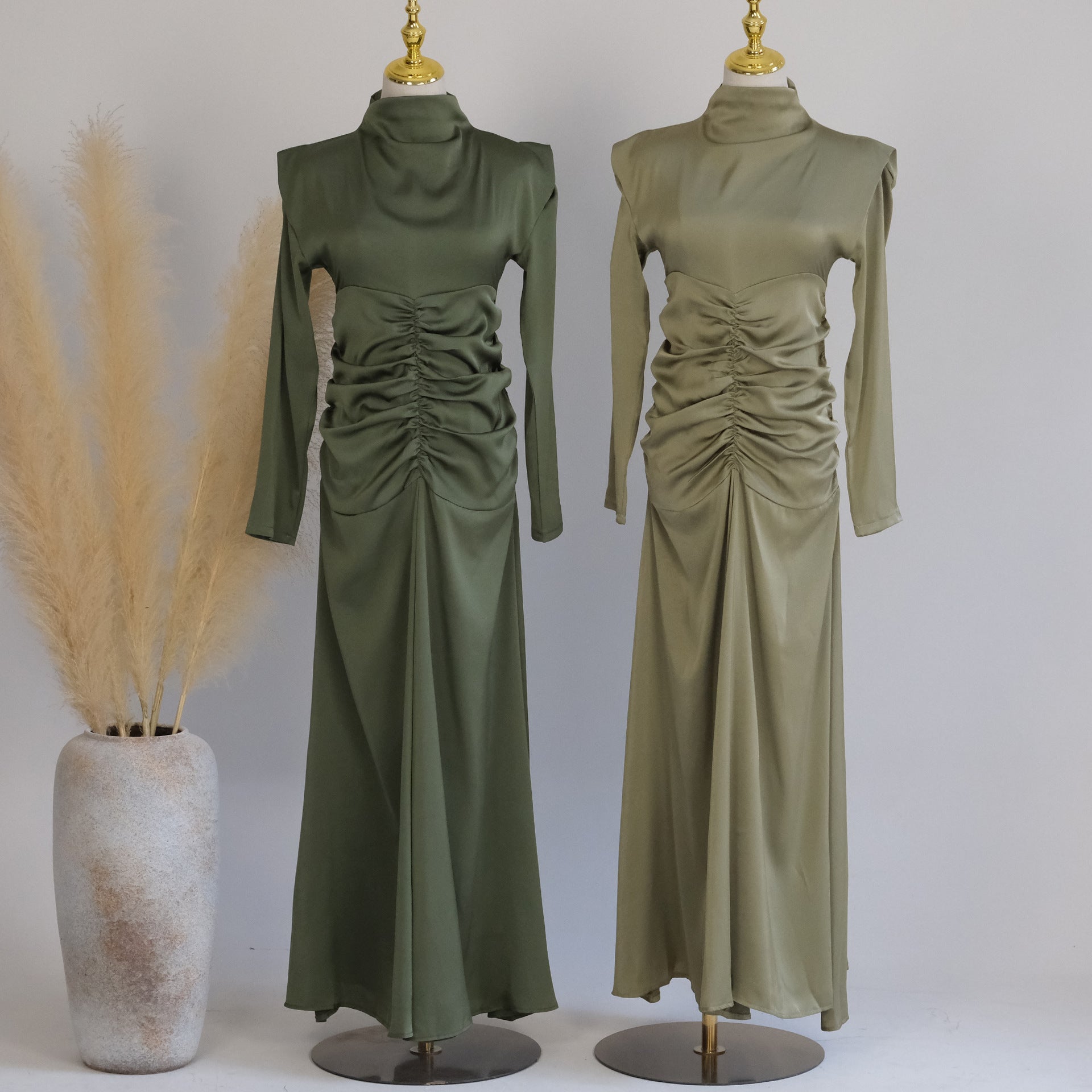 1598#Wholesale Modest Satin Dresses Stylish Muslim Women Dress Latest Abaya
