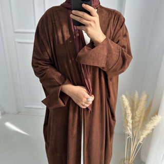 1670#New Autumn Soft Velvet Muslim Winter Kaftan Abaya Dubai Women Open Abaya Modest Dress