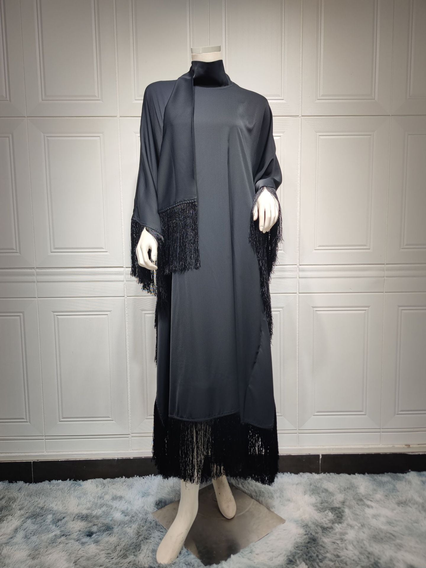 1061# Best Sale Big Bat With Feather Sleeves Prayer Abaya Nida Dress