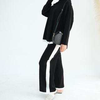 1868#Modest Top and Pants 2 Piece Set Muslim Fashion Sweater Islamic Clothing Women Winter Abaya