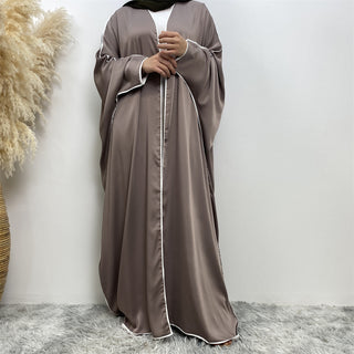 1688#Open Kimono Arabic Style Dubai Muslim Satin Abaya