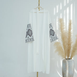 1915#Crepe Latest Abaya Women EID Embroidery Open Abaya Dubai Islamic Turkey Dresses